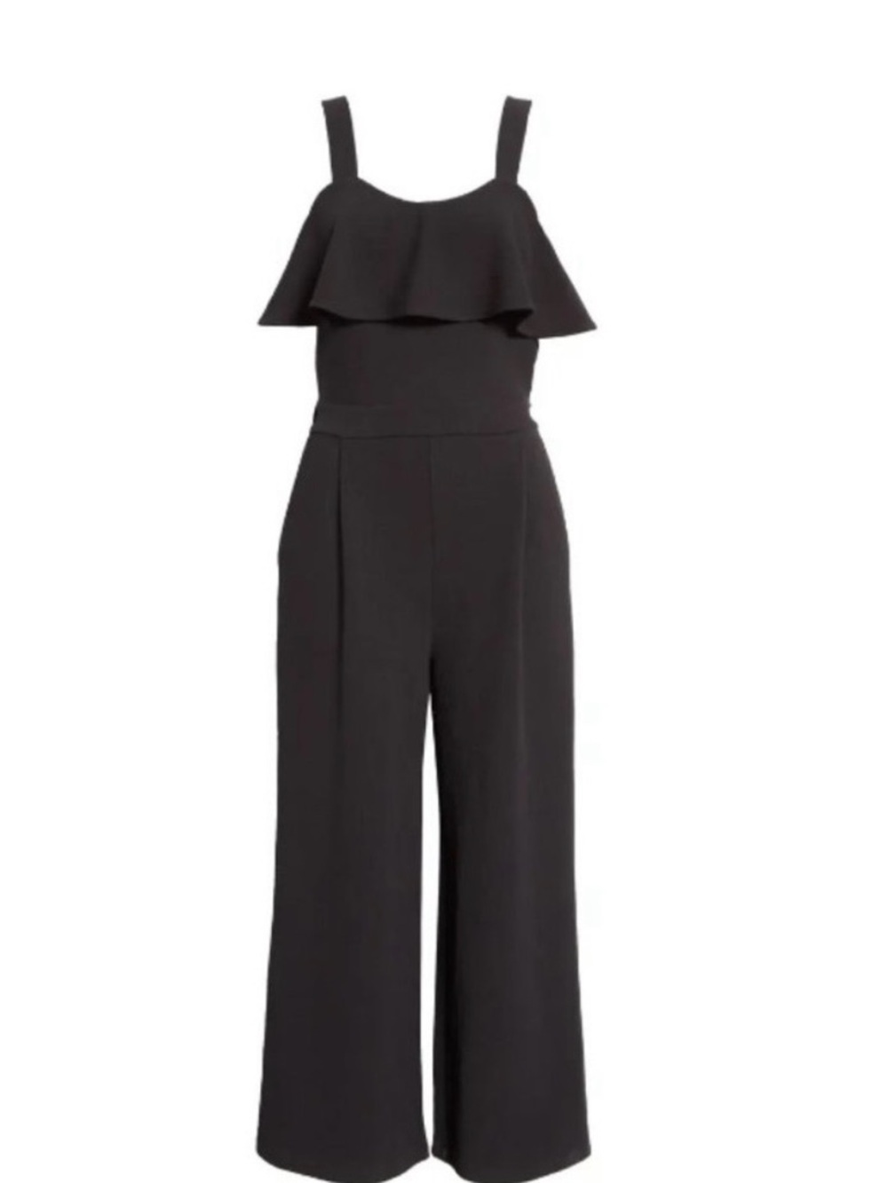 Joie Black Ruffle-Front Wide-Leg Jumpsuit